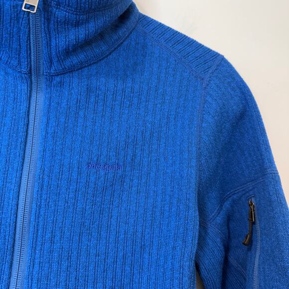 Patagonia Women's Cables Jacket Ribbed Fleece Blue Full Zip Medium Outdoor - Picture 2 of 7
